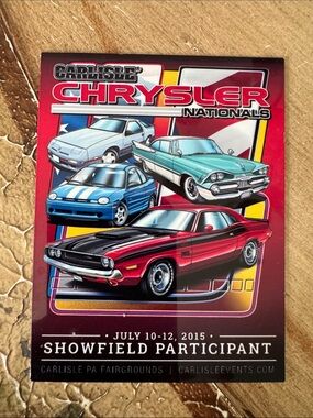 Carlisle Chrysler Nationals 2015 tin plaque Mopar Car Show Mens